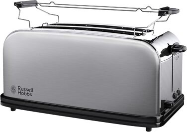 Russell Hobbs Toaster [2-Slice Long Slot for 4 Slices / 2 Wide Slices] Adventure Stainless Steel (extra wide toast slots, incl. bagel attachment, 6 browning levels + defrost function) 23610-56