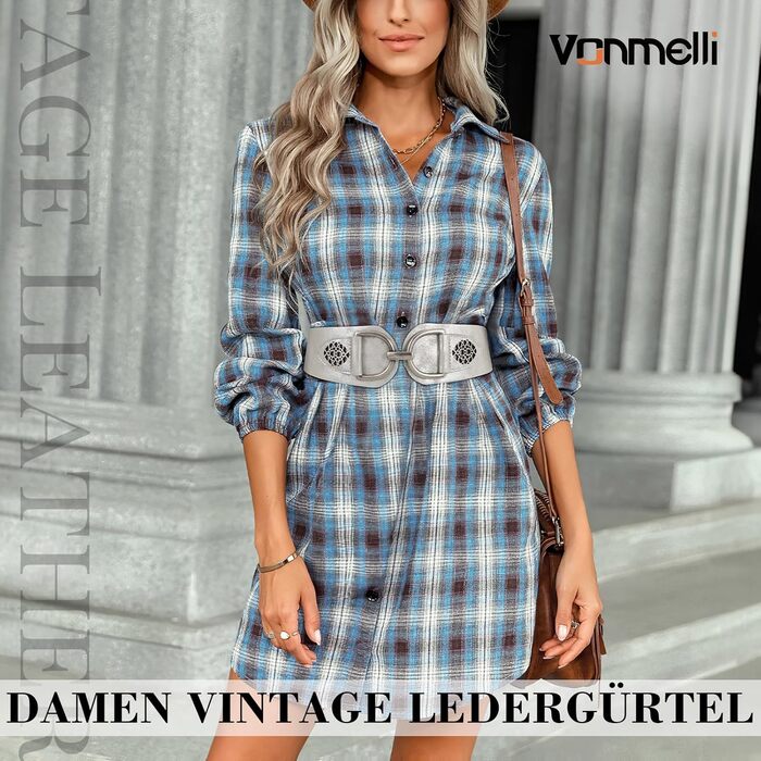 Жіночий ремінь VONMELLI Vintage з широкою талією та товстою пряжкою. Еластичний широкий ремінь для суконь та пальто (Срібло, XXL: обхват талії 119-150 см)