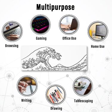 Ігрова мишка Pad Ovenbird з картографічним малюнком, з прошитими краями, великий XL, 80 x 30 см, чорний