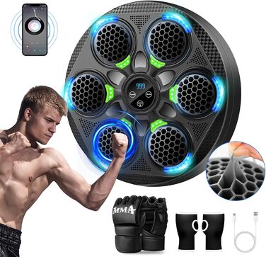 Музична боксерська машина: розумний набір для боксу з Bluetooth, 15 режимів швидкості та лічильник ударів для дорослих