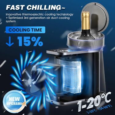 NEWTRY Електричний охолоджувач вина, для 750мл пляшок, з кабелем, для дегустацій при низькій температурі