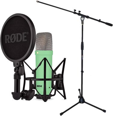 Rode NT1 Signature Black – студійний мікрофон-конденсатор + стійка для мікрофона keepdrum (зелена)