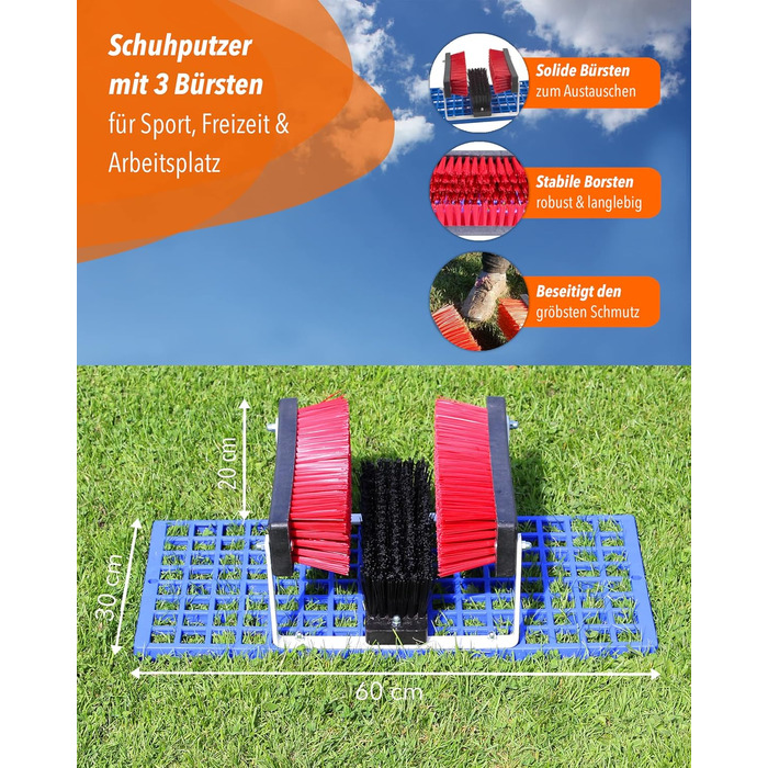 SPORTIKEL24 Shoe Cleaning Mat for Sports, Leisure, Construction & Industry – Scraper Grids for all Shoes & Boots – Dimensions: 60 cm x 30 cm x 20 cm