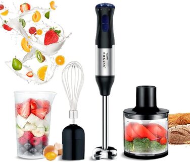 SOKANY Stabmixer 1000W: 4-в-1 блендер для супів, смузі та дитячого харчування. Зеркало, міксер, вінчик, чаша-мірна склянка