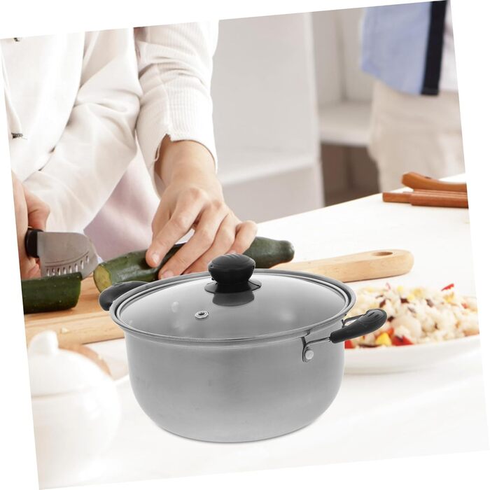 Нержавіюча каструля для приготування супу з товстим дном та вставкою для приготування на пару, сумісна з газовими та електричними плитами