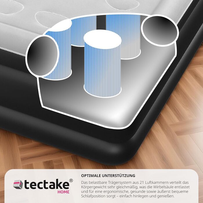 Надувна матрац Tectake® з електропомпою, 200x101x44 см: для кемпінгу, гостей, подорожей