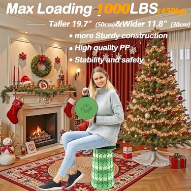 Алевмум: Телескопічний складаний стільчик з подушкою, 50см, 450кг, бамбук