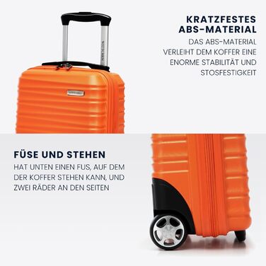 Чемодан на колесах WITTCHEN Groove Line L, чорний. Жорсткий корпус ABS, 4 колеса, кодовий замок, підходить для Lufthansa/Eurowings/Ryanair