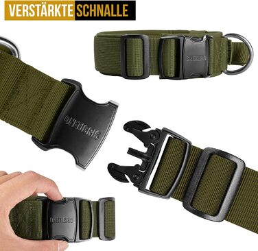 Нашийник для собак OneTigris Ranger з металевою застібкою, зелений, розмір M