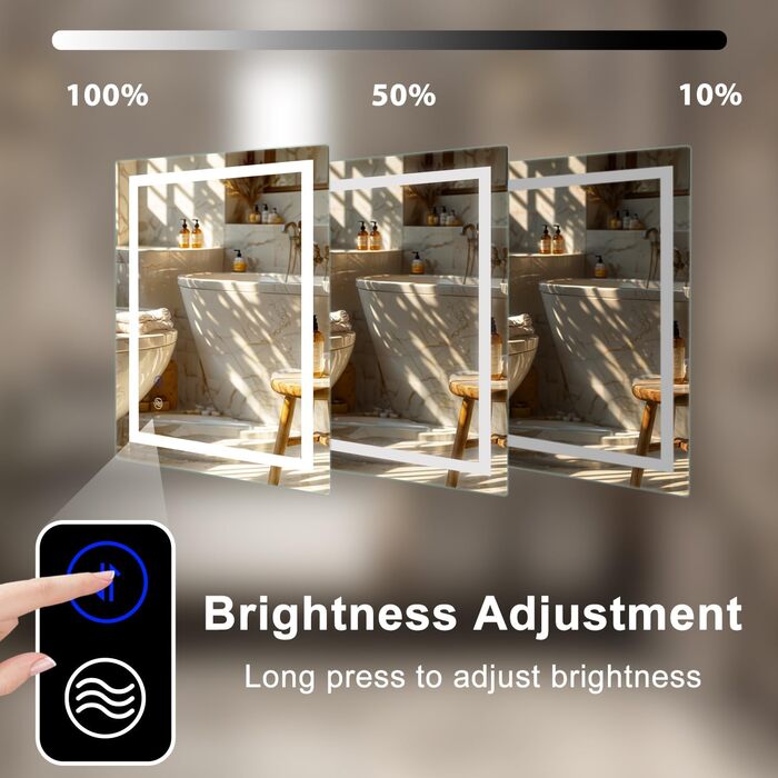 Дзеркало для ванної кімнати Sanitemodar LED 50x70 см з підсвічуванням, протизапотівальне, з сенсорним вимикачем