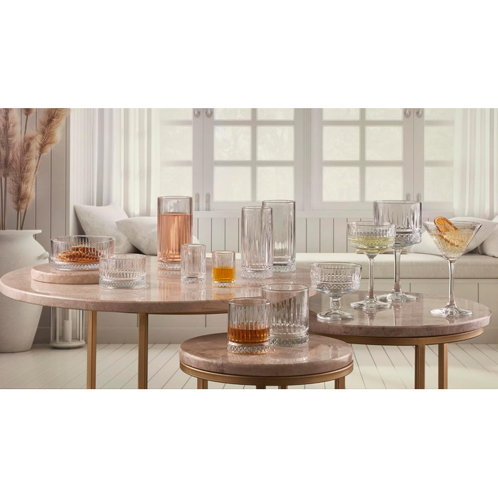 Набір з 4 склянок Мартіні Pasabahce Vintage Elysia, 212,6 г, склянка з огранованим ніжкою, елегантні коктейльні склянки для вечірок та подарунків