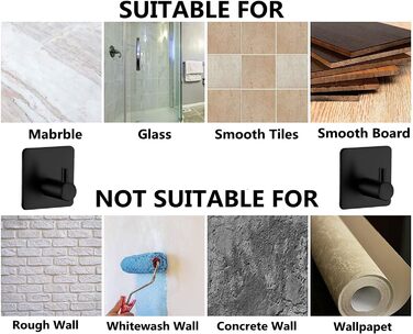 Набір гачків для рушників 6 шт. самоклеючі, з нержавіючої сталі, без свердління, для ванної, туалету, кухні, офісу (чорний)