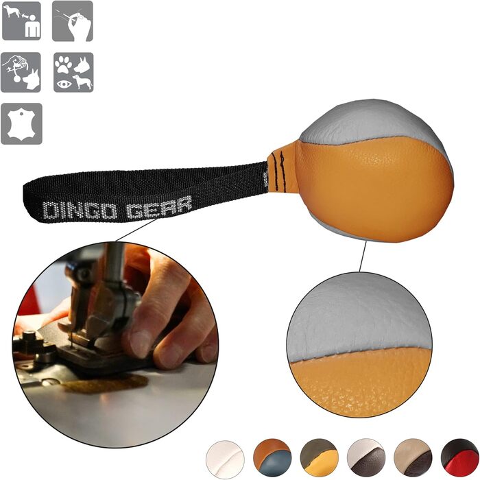 Іграшка для собак Dingo Gear Soft Ball з ручкою з натуральної шкіри для тренування укусу, для цуценят, 8 см, 2 шт.