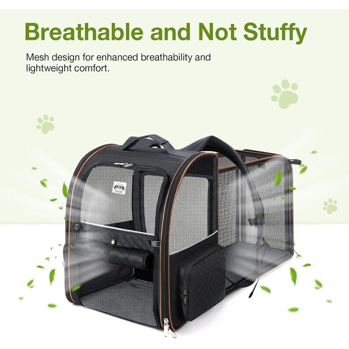 Рюкзак-переноска для котів Hunderucksack, 2-в-1, до 8 кг, розширюваний, чорний