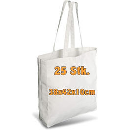 Cottonbagjoe Shopping Bags | 38x42x10 cm | Side and bottom pleats | with long handles | Jute bags | Cotton bags for painting, printing | DIY (150 pcs, White)