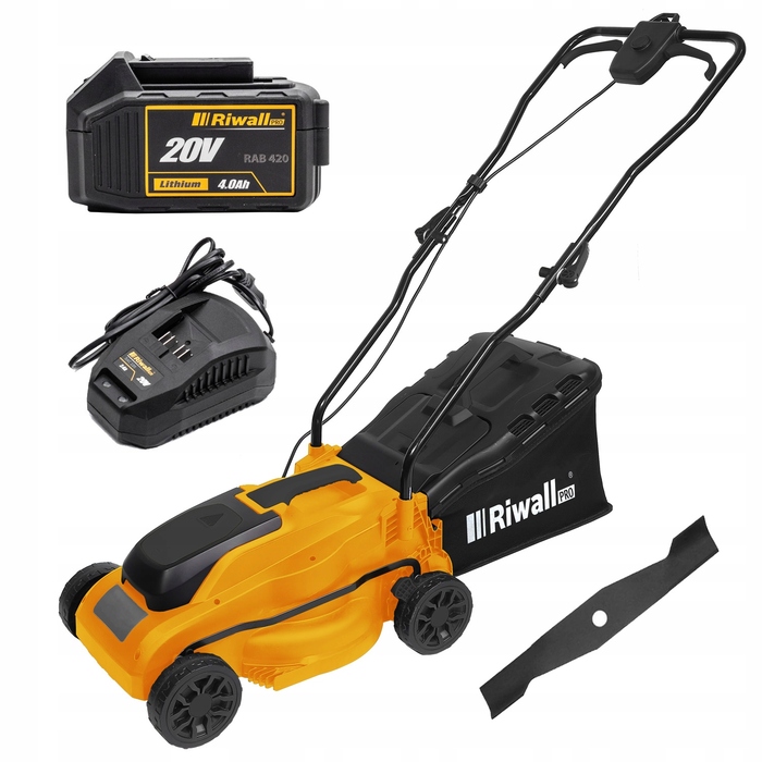 Акумуляторна індукційна газонокосарка Riwall 3320i 20V 4Ah 33см + акумулятор та зарядний пристрій