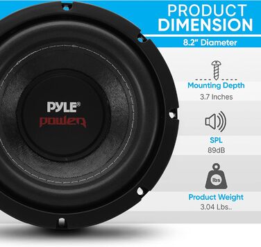 Сабвуфер Pyle PLPW8D, 800 Вт, 20 см, 4 Ом, двошарова котушка