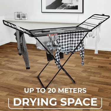 Сушарка для білизни Vileda King з мотузкою 20 м, тримач для дрібних речей, білий/чорний