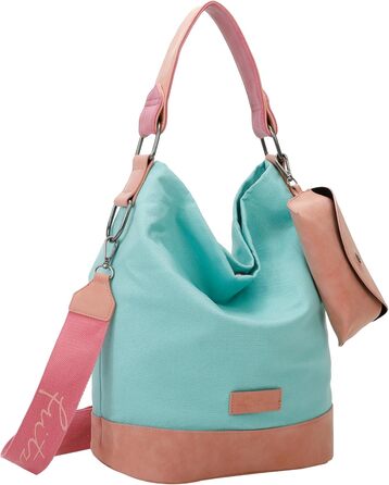 Сумка жіноча Fritzi Izzy Olga Canvas Hobo (бавовняний мікс) через плече, міська/пляжна, веганська, знімний футляр для окулярів, 37x27x17 см, кольори: чорний, рожевий, помаранчевий, зелений, синій, рожевий, фіолетовий, м'ятний, бежевий (Pooly)