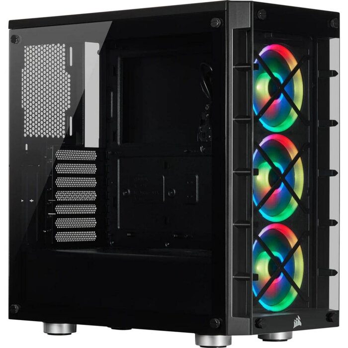 Корпус для ПК Corsair iCUE 465X RGB Mid-Tower ATX, загартоване скло, 3 вентилятори LL120 RGB, білий