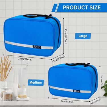 Сумка для туалетних аксесуарів на блискавці, дорожня, унісекс, з 4 відділеннями, Caping Oxford (Блакитний)