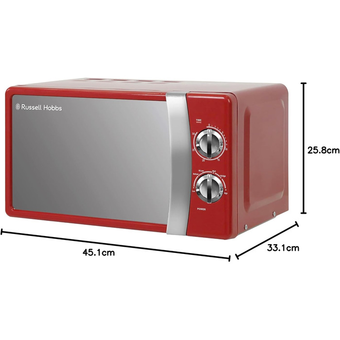 Мікрохвильова піч Russell Hobbs RHMM701R, 17 л, 700 Вт, червона