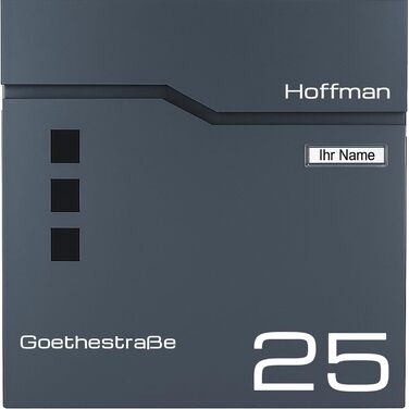 Поштова скринька Verda Anthrazit з газетницею, порошкове покриття AkzoNobel, 2 ключі, табличка з іменем, дизайнерська настінна поштова скринька з нержавіючої сталі SN3678-1