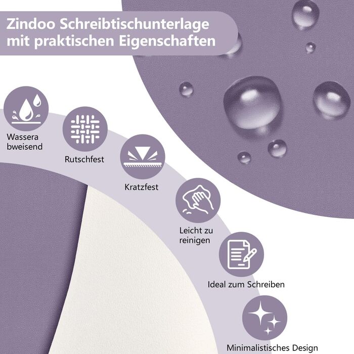 Килимок для столу Zindoo XL 120x60 см Лаванда - захист від подряпин, водостійкий, для миші та письма
