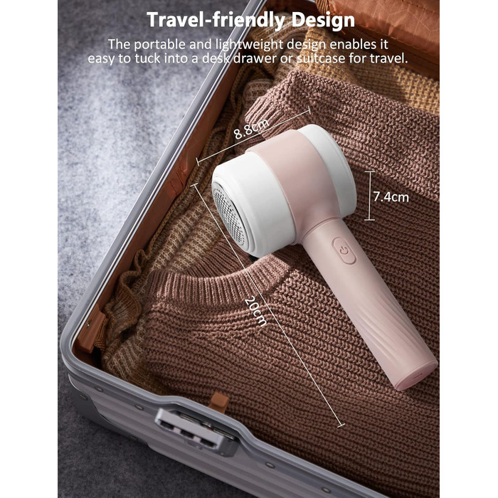 Електричний видалення ворсу LtYioe: портативний, USB, з магнітною адсорбцією, потужний, для різних тканин (рожевий)