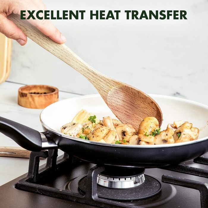 Набір сковорідок GreenPan Rio з антипригарним покриттям CeramTec, 2 шт (20 см та 26 см), без PFAS, Cool-Touch ручка, термостійкі до 160°C, придатні для миття в посудомийній машині, чорні та кремові