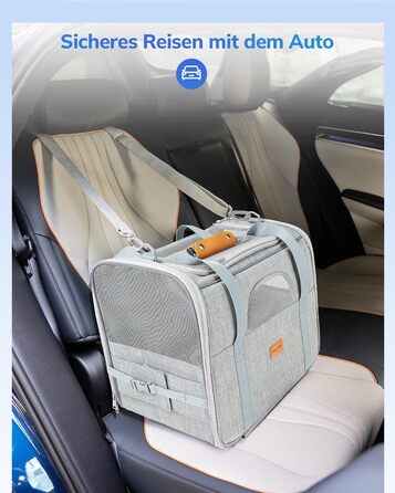 Транспортна переноска для котів та цуценят Morpilot до 5 кг з роликами та trolley, сіра