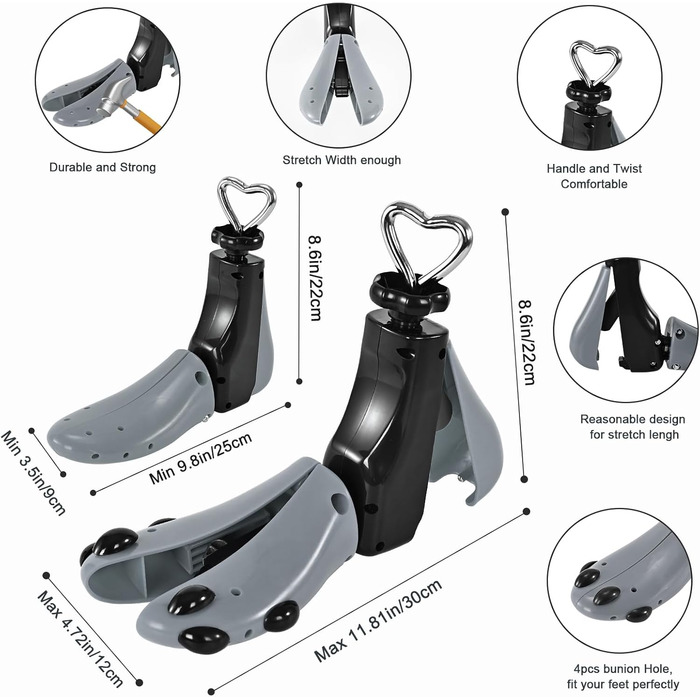 JJDPARTS Shoe Stretcher for Women, Men, Boot Stretcher for Women, Adjustable, Unisex, Wide Feet, Red (Gray (1 Pack of 43-47))