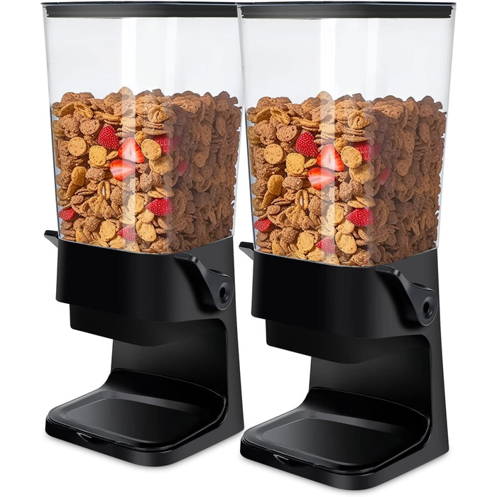 Дозатор для крупи Tokokimo, 5.5л, 2 шт., чорний - для каші, мюслі, сухофруктів