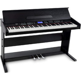 FunKey DP-88 II Цифрове піаніно: 88 клавіш, поліфонія 128, 360 звуків, 160 стилів, MP3-плеєр, функція навчання, запис та відтворення, 3 педалі, чорний колір