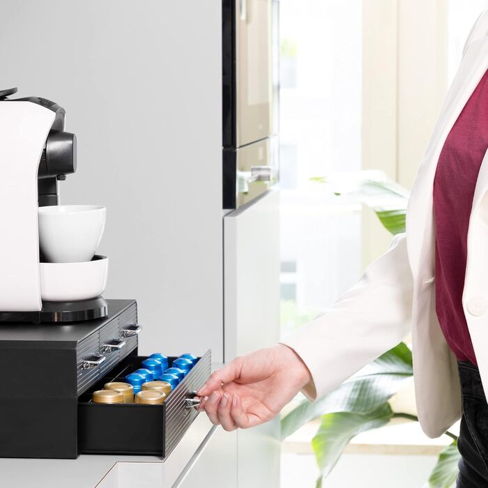 Організатор для капсул Navaris - 96 Nespresso капсул, 4 висувні ящики, чорний колір