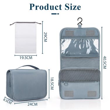 Зівакат Косметичка для душу на блискавці, водонепроникна, з ручкою, для подорожей, спорту, кемпінгу – сіра