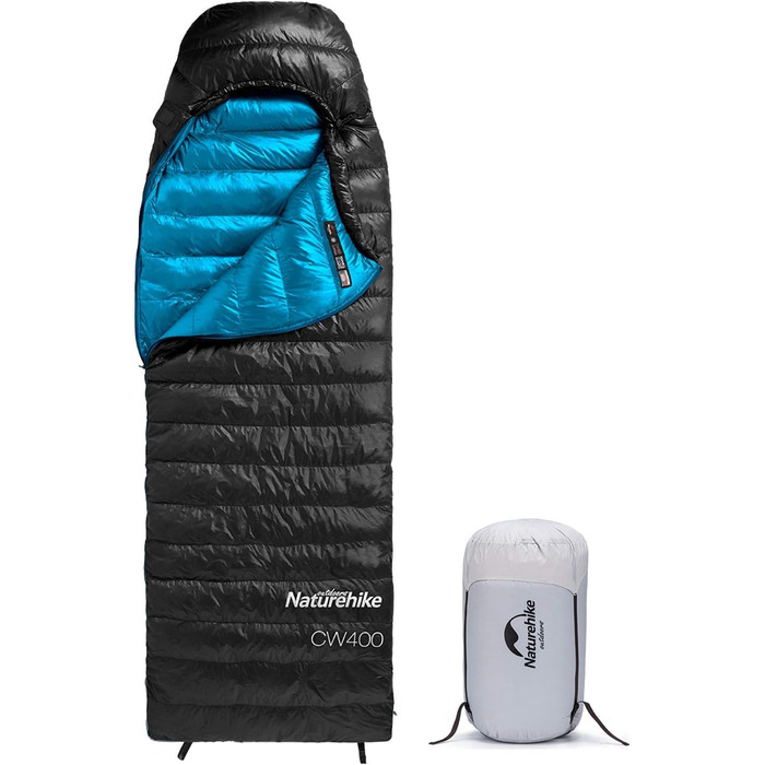 Спальний мішок Naturehike 750FP, 4-сезонний, теплий зимовий, ультралегкий, компактний, з компресійним мішком, CW400-Чорний-L