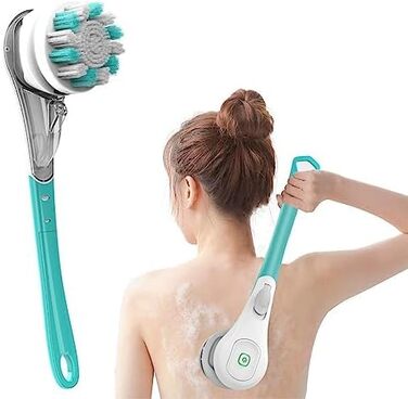 6-in-1 Electric Back Brush, Shower Brush with 6 Multifunctional Cleaning Heads, Body Brush 360° Rotation, IPX7 Waterproof 3 Speed Spin Cleaning Brush for Men Women