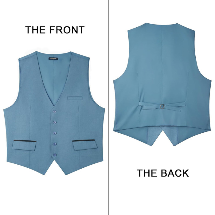 Жіночий елегантний костюмний жилет HISDERN для весілля, класичний однотонний, діловий, смокінг з кишенями (сталево-блакитний, XXL)