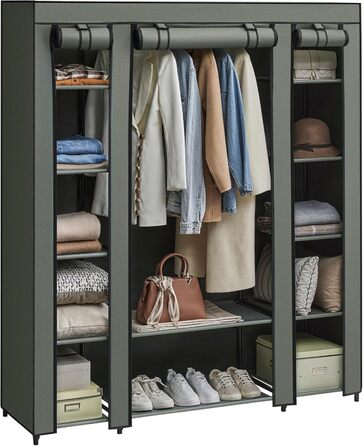 SONGMICS Wardrobe, Clothes Closet, with Clothes Rail and Shelves, Fabric Cover, for Bedroom, Dressing Room, 150 x 45 x 175 cm, LSF03H (Light Beige)