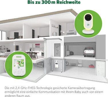 Відеоняня LeapFrog LF2513 без Wi-Fi з IPS LCD екраном 2.8 дюйма, поворотна, з нічним баченням, датчиком температури, радіусом дії 300 метрів, 12 годин роботи від акумулятора
