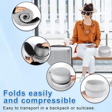 Подушка для шиї у літак з піною Memory Foam, регульована, компактна, з навушниками, маскою для сну та коробкою для зберігання