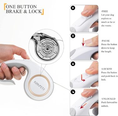 Висувна поводок для собак 3 м, для жінок, поводок для вигулу домашніх тварин з неслизькою ручкою для собак маленьких, середніх та великих порід (до 50 кг), поворот на 360°, функція паузи та блокування