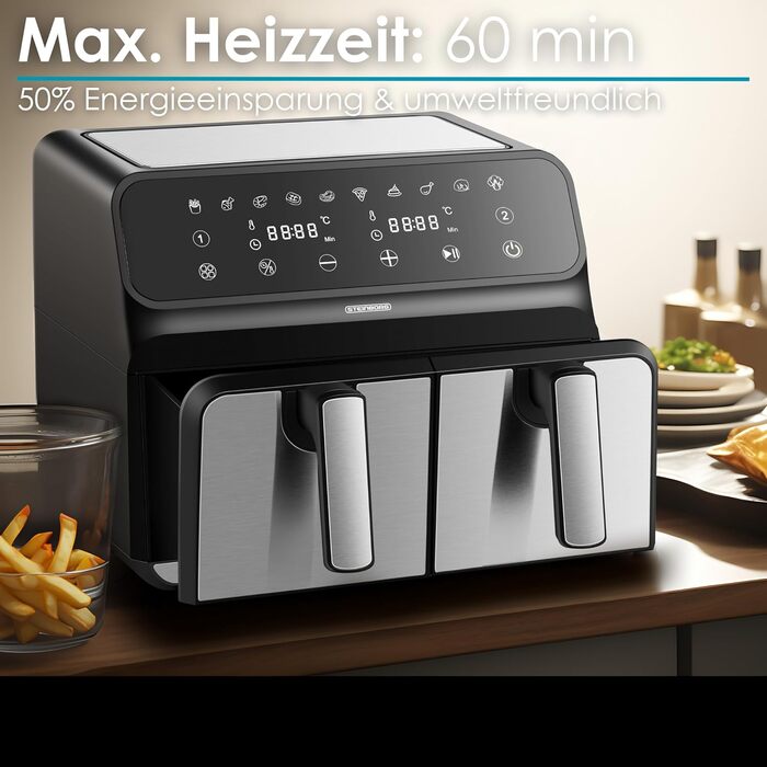 Багатофункціональна фритюрниця без олії | Air Fryer з 2 камерами | Міні-печі Air Fryer 4-в-1 | Фритюрниця, дегідратор, гриль, духовка