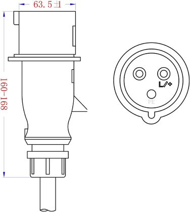 Мобільна зарядка для електромобіля 7kW CEE 32A, кабель Type 2, 5м, 1-фазна, 8-32A, з цифровим дисплеєм