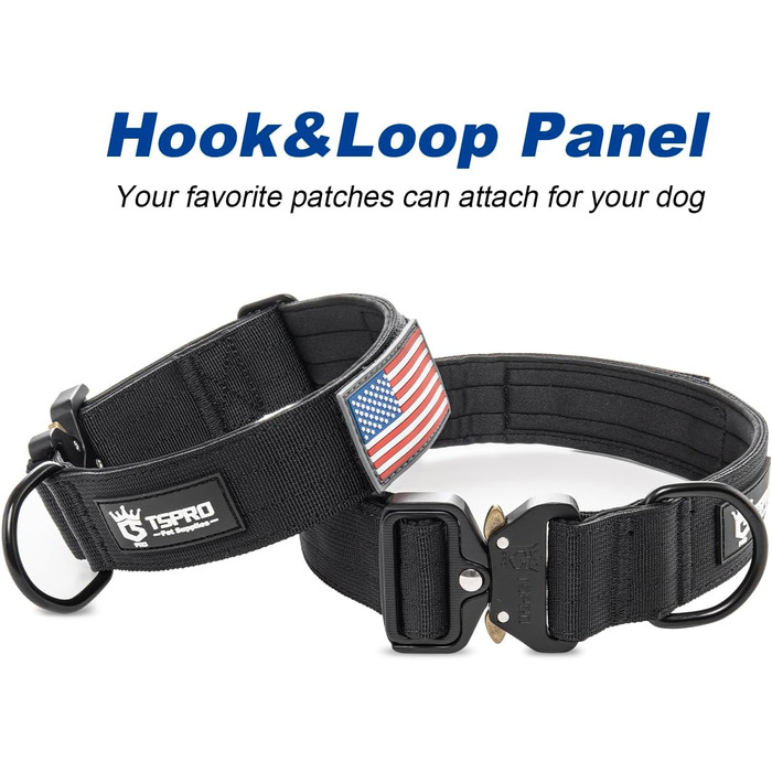 Нашийник для собак TSPRO Premium тактичний, великий, з металевою застібкою, камуфляжний синій, L (47-63.5 см)