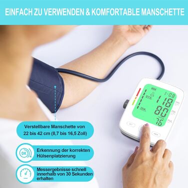 Тонометр на плече для дому | Великий дисплей, визначення аритмії, 2 x 99 пам'ять | 22-42 см