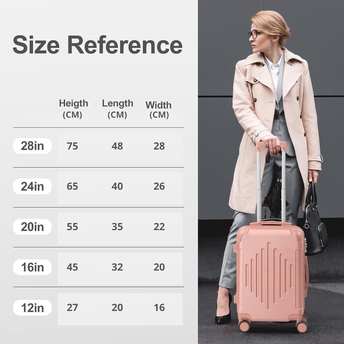 Набір валіз LALAHO Zwillingsrollen: M, L, XL (рожеве золото, 65 см)