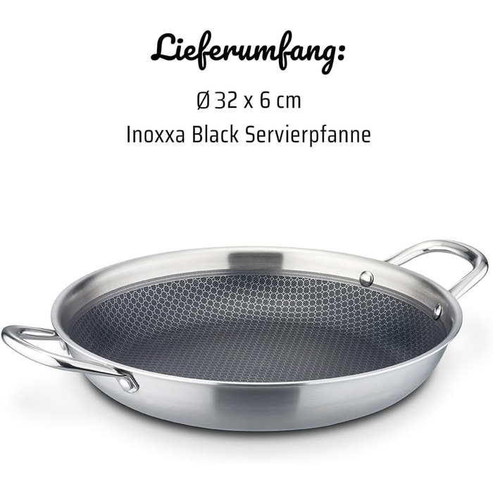 Сковорода GSW Innoxa Black 24 см (32 см) з антипригарним покриттям для індукції, нержавіюча сталь