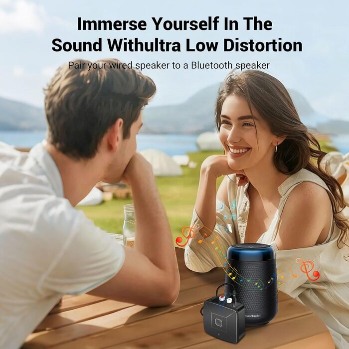 Bluetooth аудіоприймач 6.0 з LDAC Hi-Res декодуванням, сертифікований Hi-Res Audio, з 3.5mm та RCA виходами, сумісний з колонками, підсилювачами, автомагнітолами